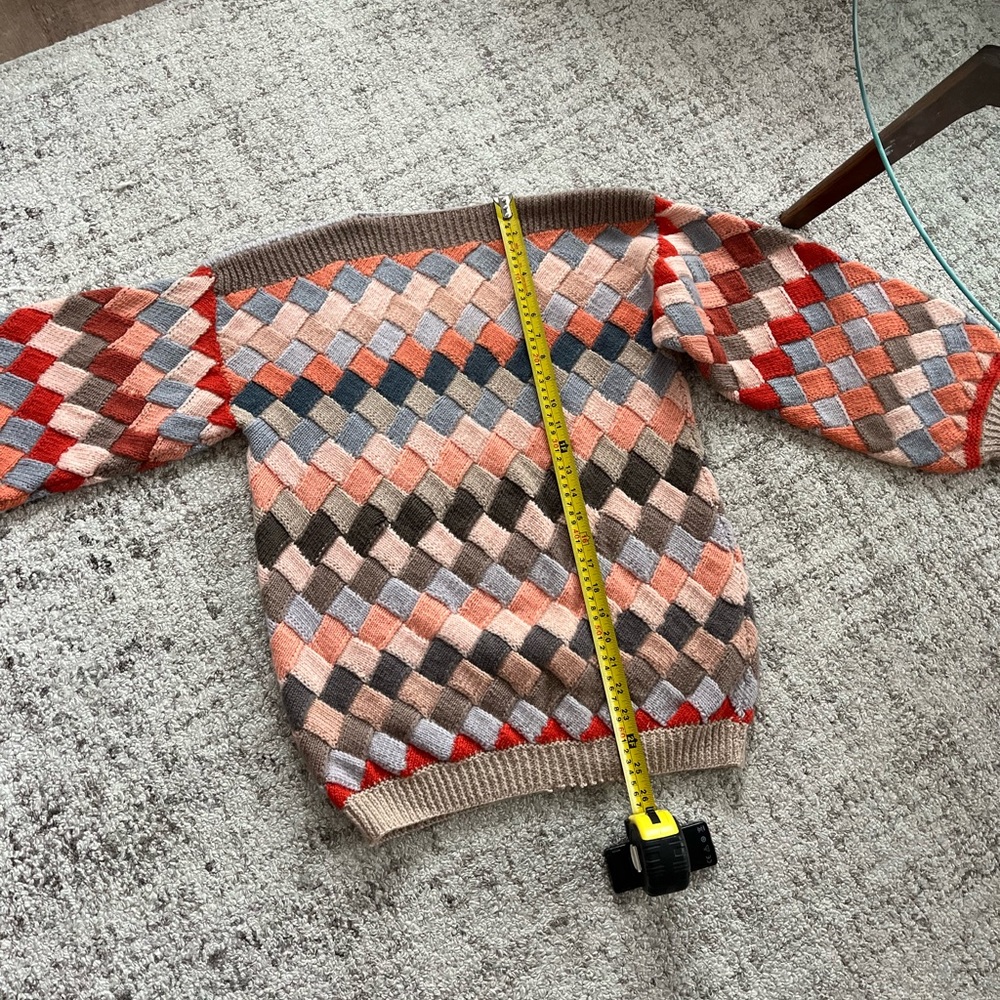 VINTAGE 90s hand knit multicoloured Wool Knit Cozy Coastal Cabincore Sweater - Picture 4 of 11
